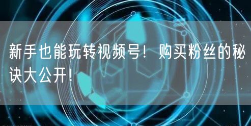 新手也能玩转视频号！购买粉丝的秘诀大公开！