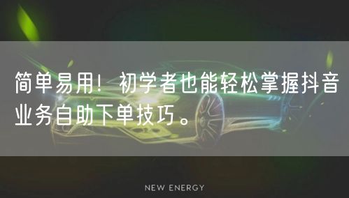 简单易用！初学者也能轻松掌握抖音业务自助下单技巧。
