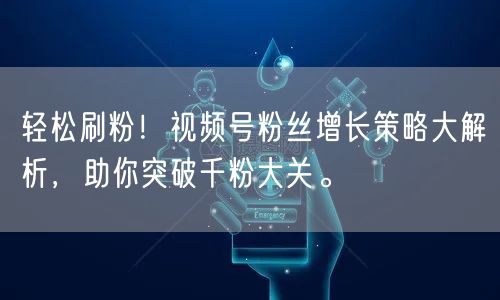 轻松刷粉！视频号粉丝增长策略大解析，助你突破千粉大关。