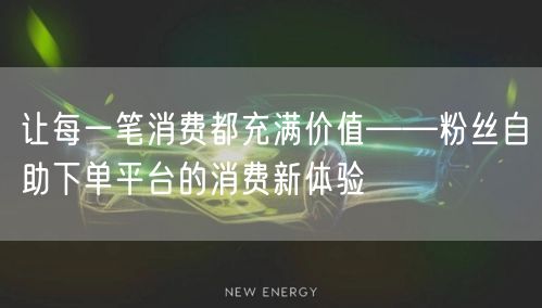 让每一笔消费都充满价值——粉丝自助下单平台的消费新体验