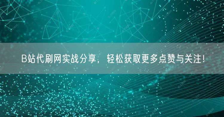B站代刷网实战分享，轻松获取更多点赞与关注！