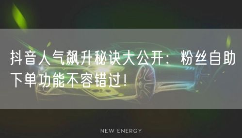 抖音人气飙升秘诀大公开：粉丝自助下单功能不容错过！