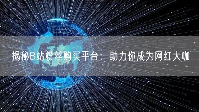 揭秘B站粉丝购买平台：助力你成为网红大咖