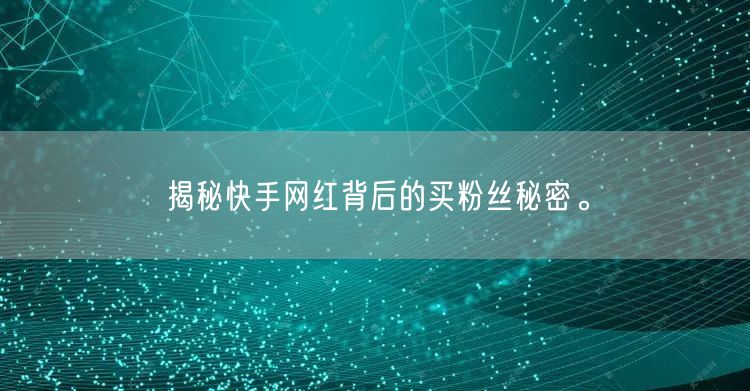 揭秘快手网红背后的买粉丝秘密。