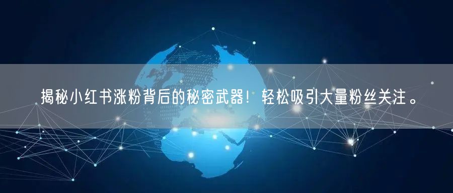 揭秘小红书涨粉背后的秘密武器！轻松吸引大量粉丝关注。