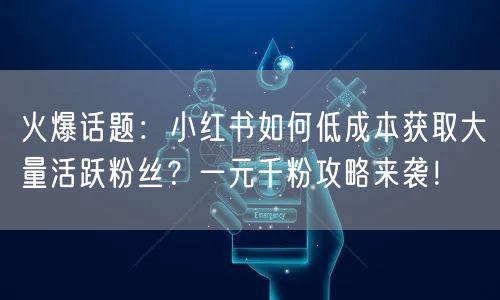 火爆话题：小红书如何低成本获取大量活跃粉丝？一元千粉攻略来袭！