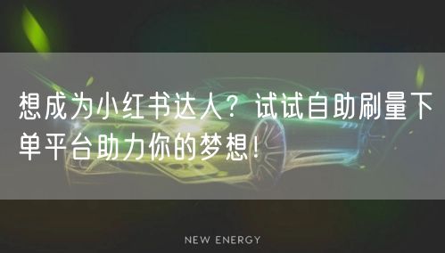 想成为小红书达人？试试自助刷量下单平台助力你的梦想！