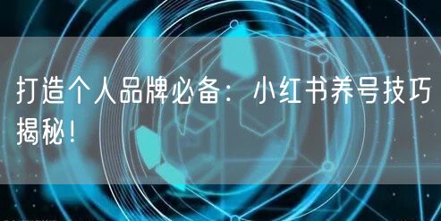 打造个人品牌必备：小红书养号技巧揭秘！