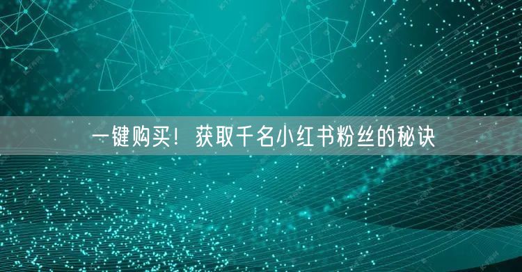 一键购买！获取千名小红书粉丝的秘诀