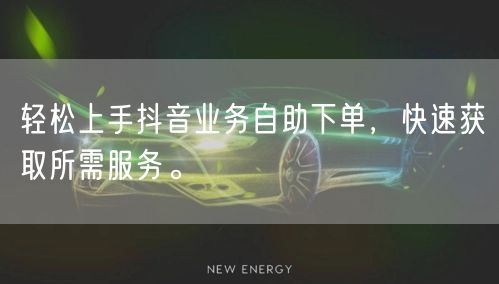 轻松上手抖音业务自助下单，快速获取所需服务。