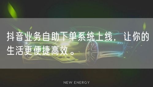抖音业务自助下单系统上线，让你的生活更便捷高效。